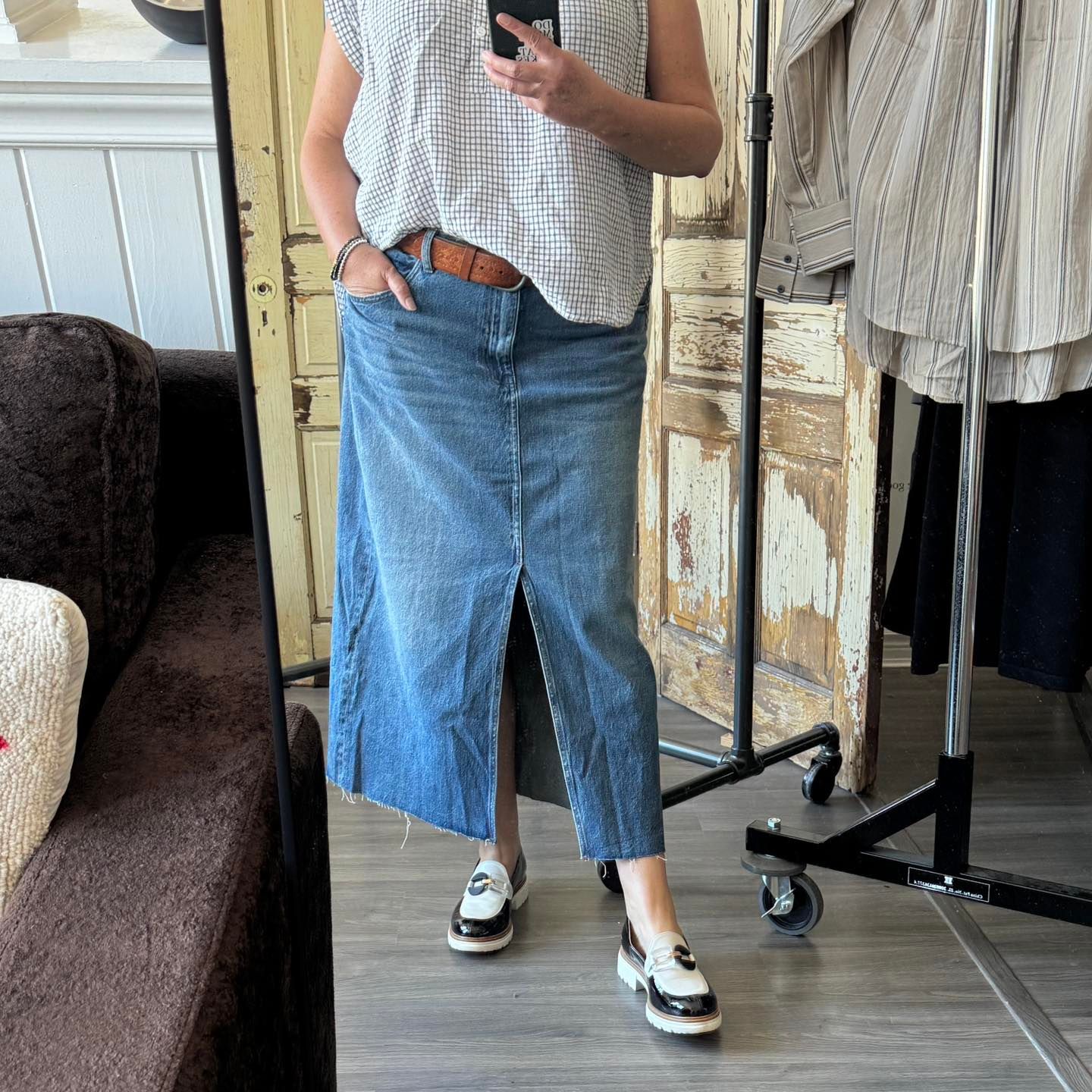 Jen Raw Hem A Line Skirt