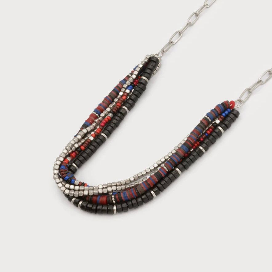 🇨🇦 5 Row Mixed Bead Necklace, Silver