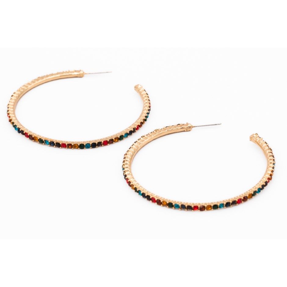 Large Hoop Crystal Earrings (2 colours)