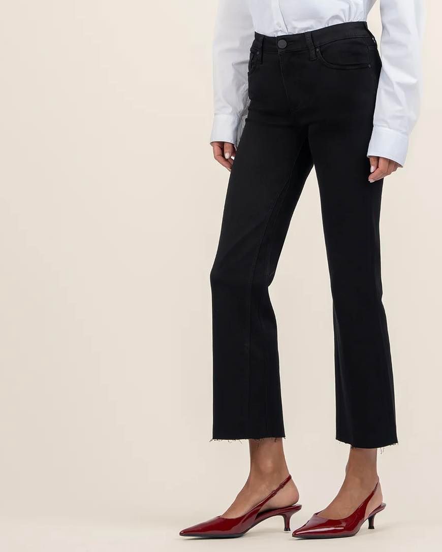Kelsey Mid Rise Ankle Flare Jean, Black - SALE -