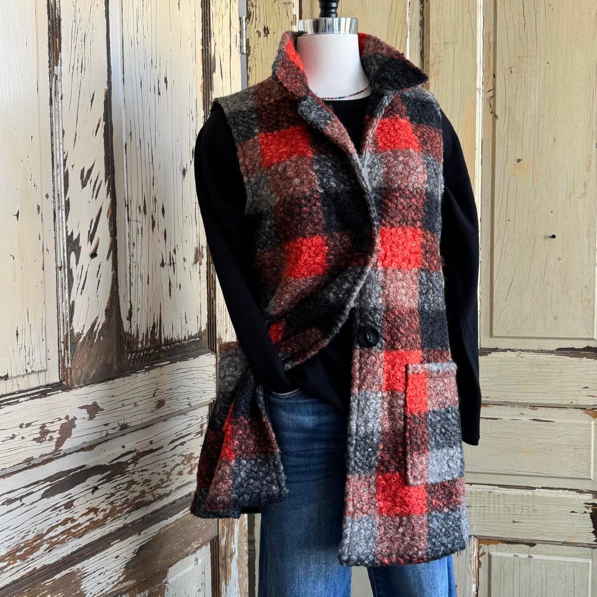 Knit Plaid Vest