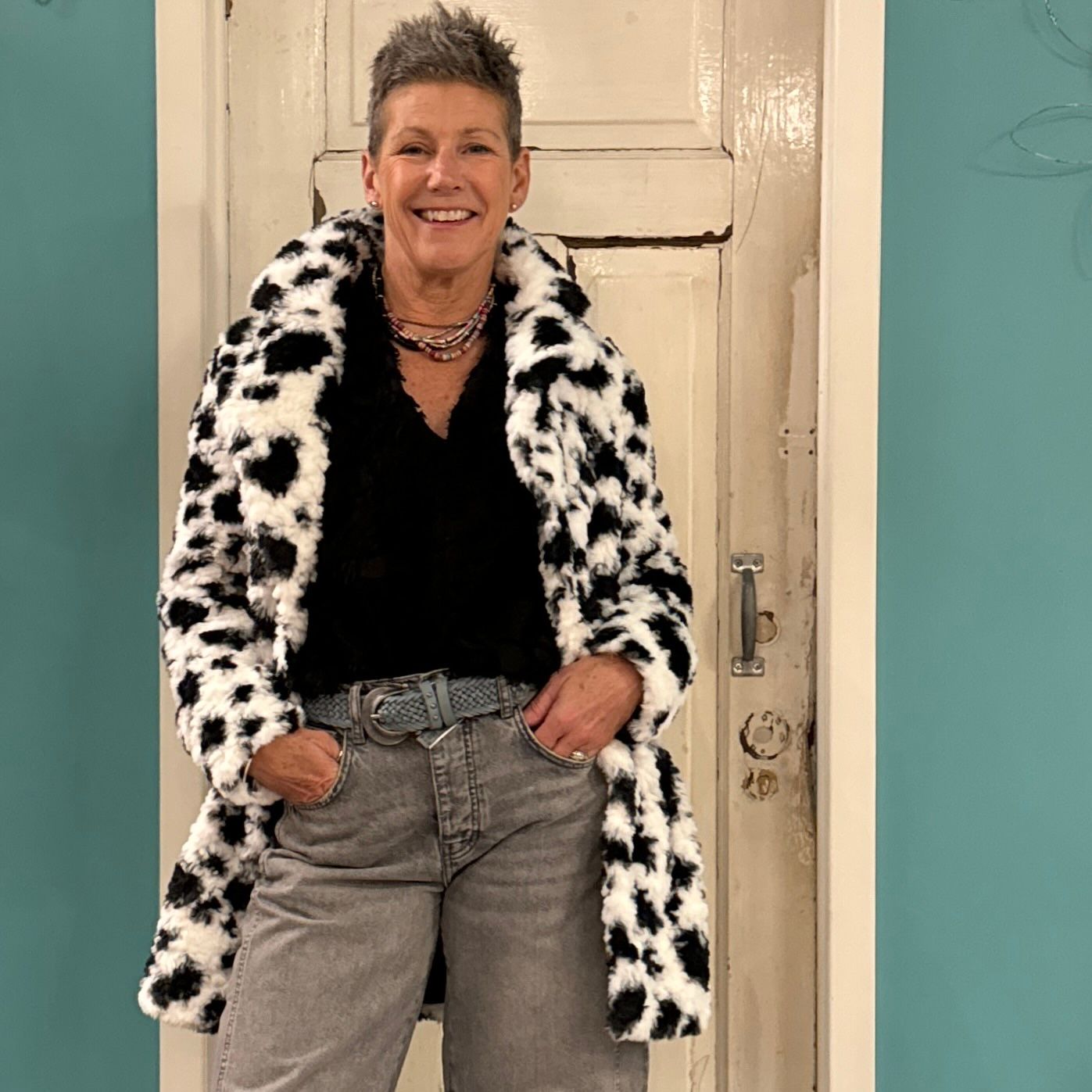 Faux Fur Dalmation Jacket - SALE 50% OFF -