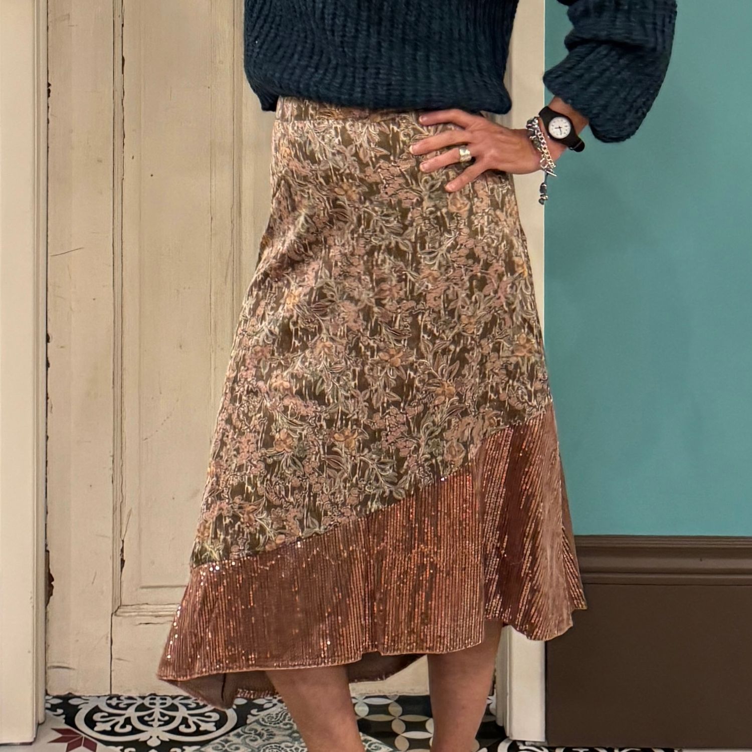 Briseida Floral Sequin Skirt - SALE -