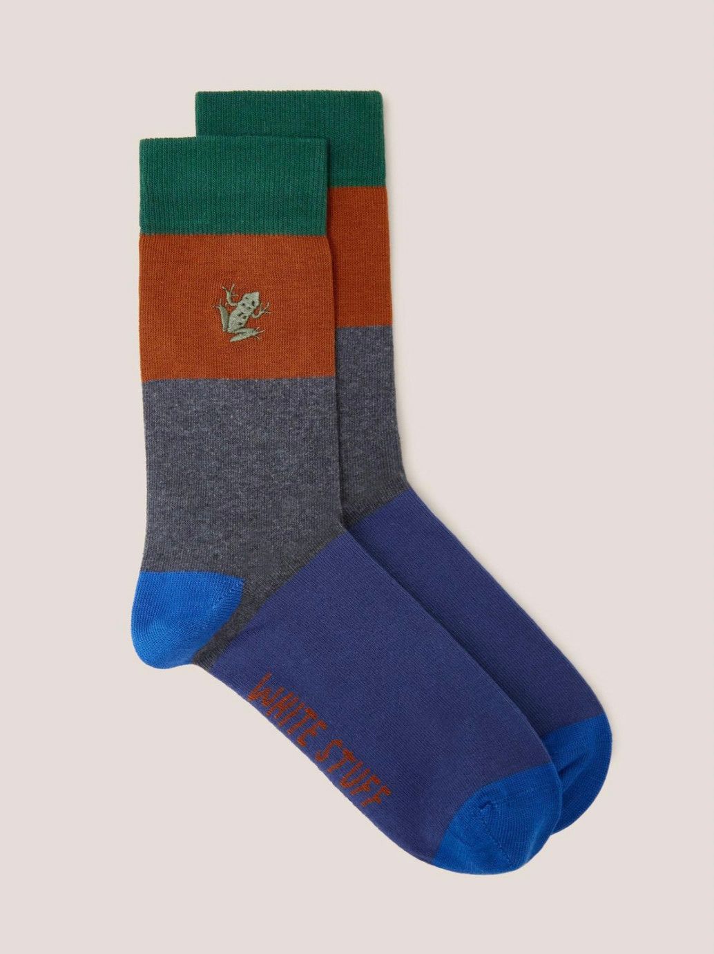 Frog Embroidered Grey Ankle Sock