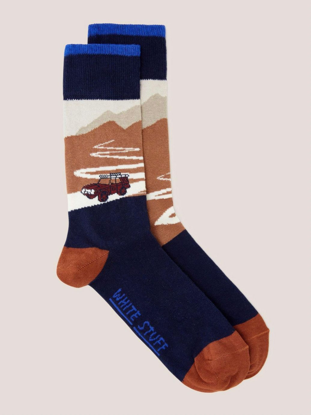 Roadtrip Scenic Navy Ankle Sock
