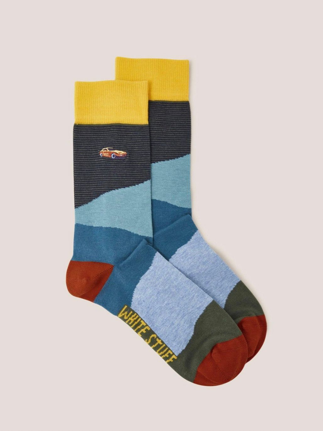 Car Embroidered Teal Ankle Sock