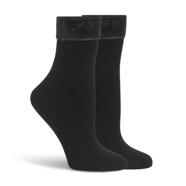 2pk Faux Fur Lined Socks
