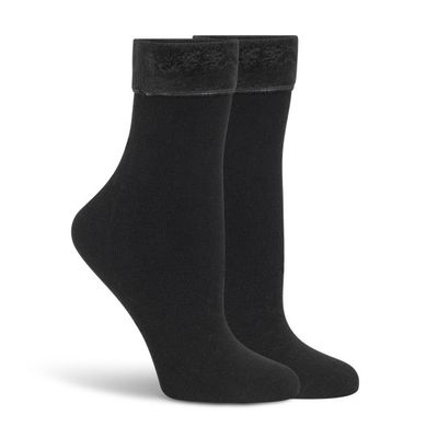 2pk Faux Fur Lined Socks