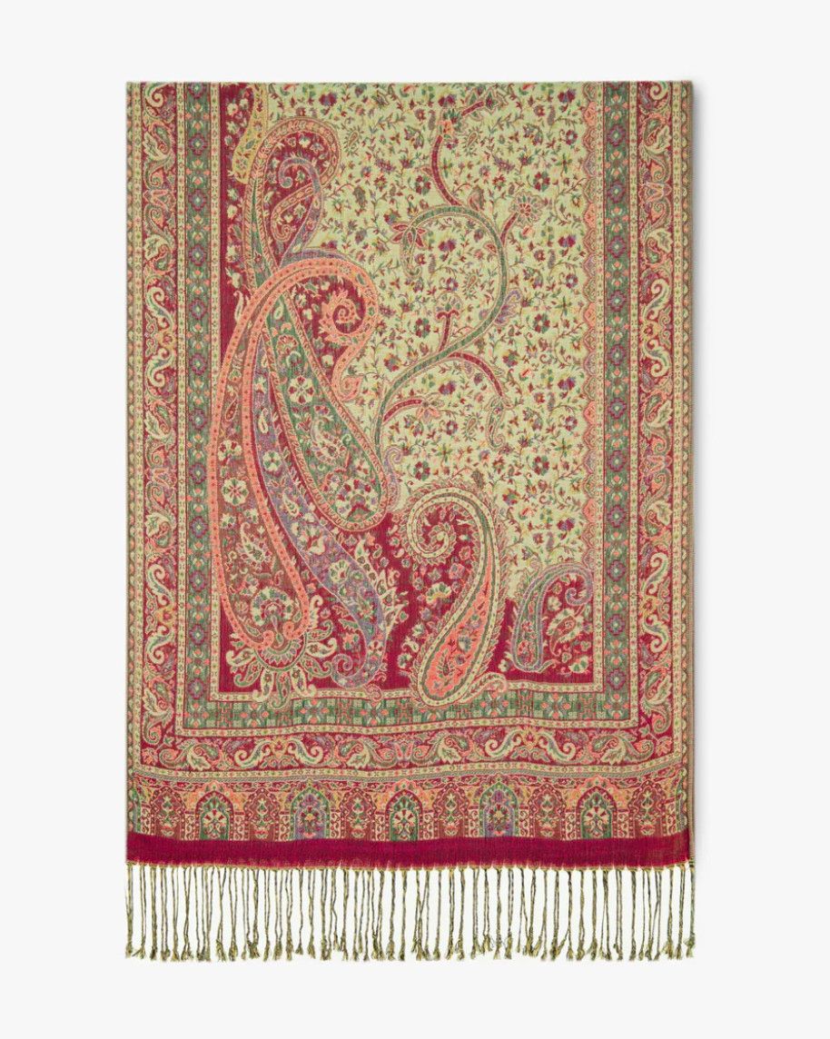 Corner Paisley Solid Border Pashmina (3 colours)