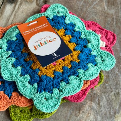 🇨🇦 Loop de loop Crochet Coasters, Set of 4