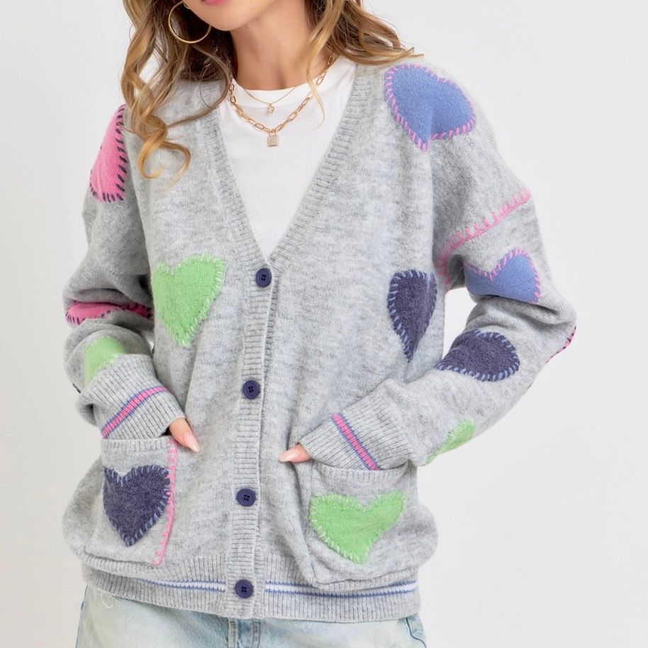 Soft Cozy Pullover Heart Cardigan