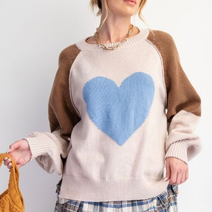 Heart Pattern Knit Sweater