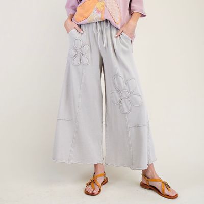 Flower Patch Washed Terry Knit Pants