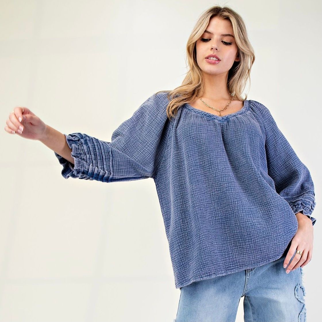 Pintuck Cotton Gauze Top