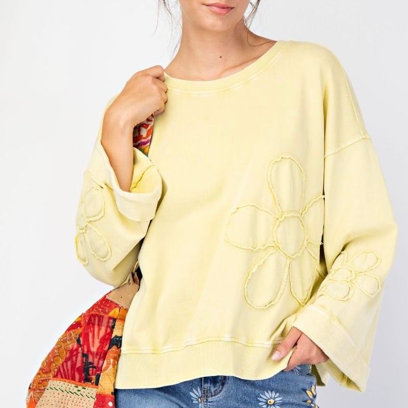 Mineral Washed Flower Patch Pullover
