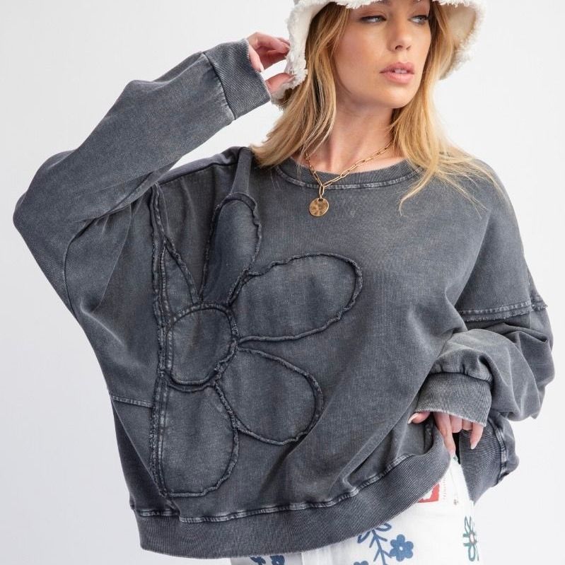 Flower Patch Washed Knit Pullover