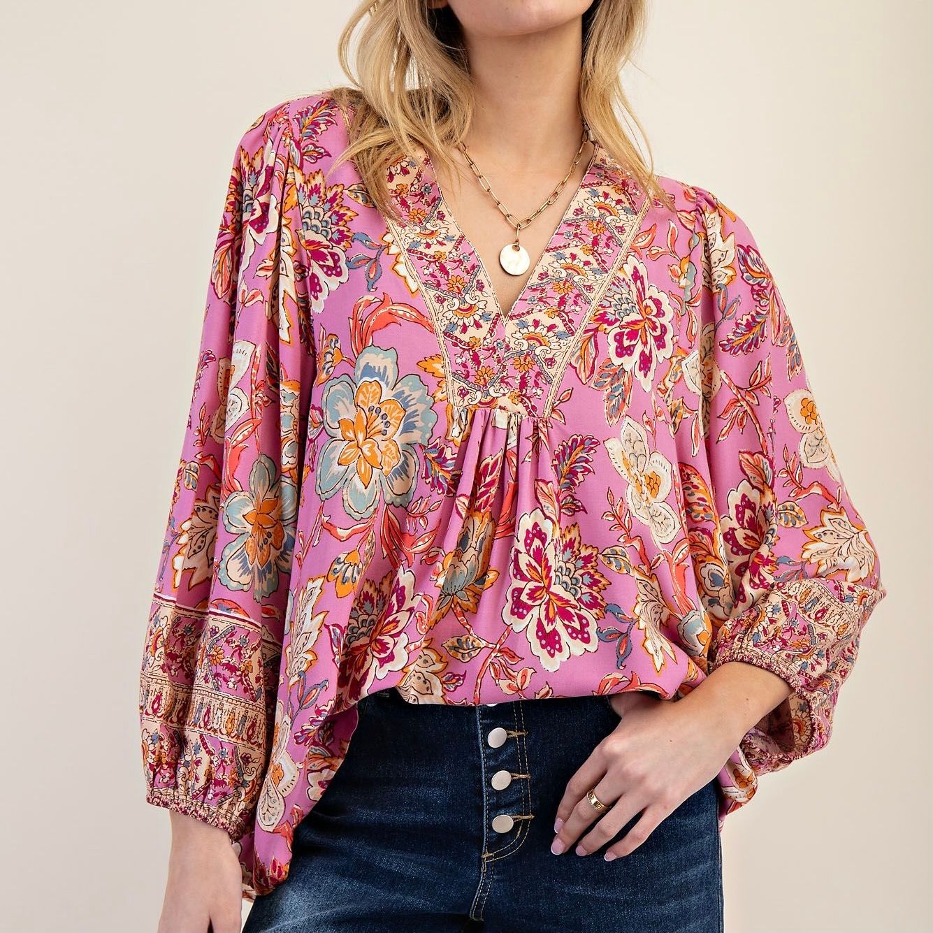 Border Printed Babydoll Tunic