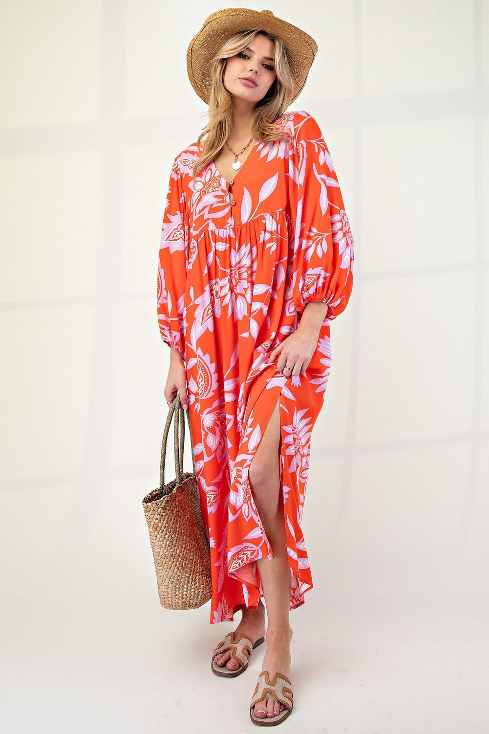Floral Printed Maxi Dress - SALE -