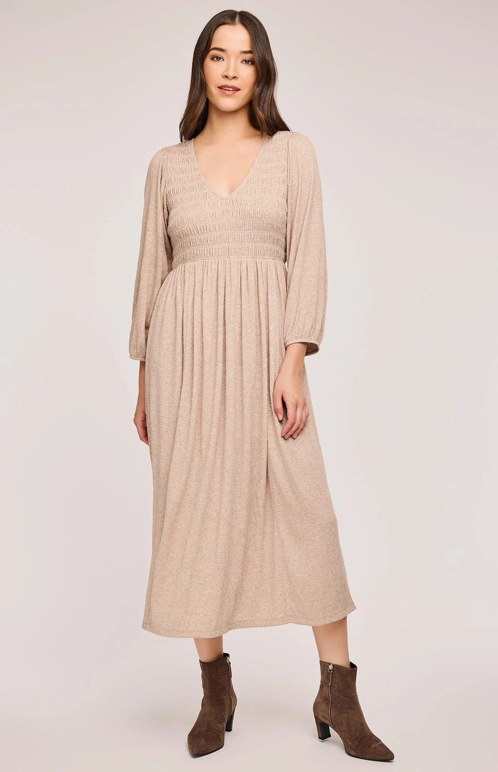 🇨🇦 Coralie Smocked V Neck Dress - SALE -