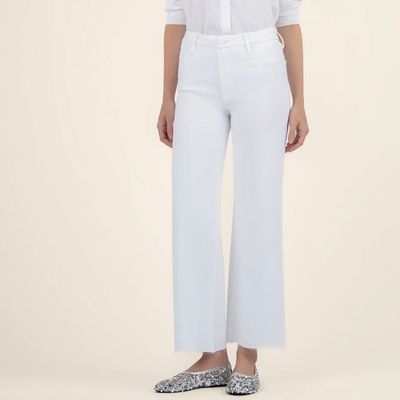 Meg High Rise, Wide Leg, Raw Hem, Optic White