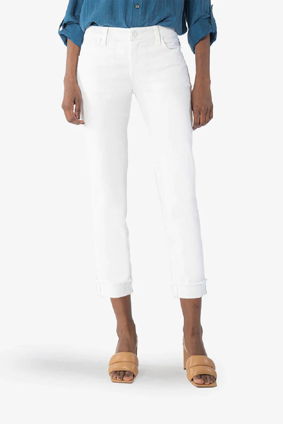 Amy Crop Straight Leg, Roll Up Fray, Optic White - SALE -