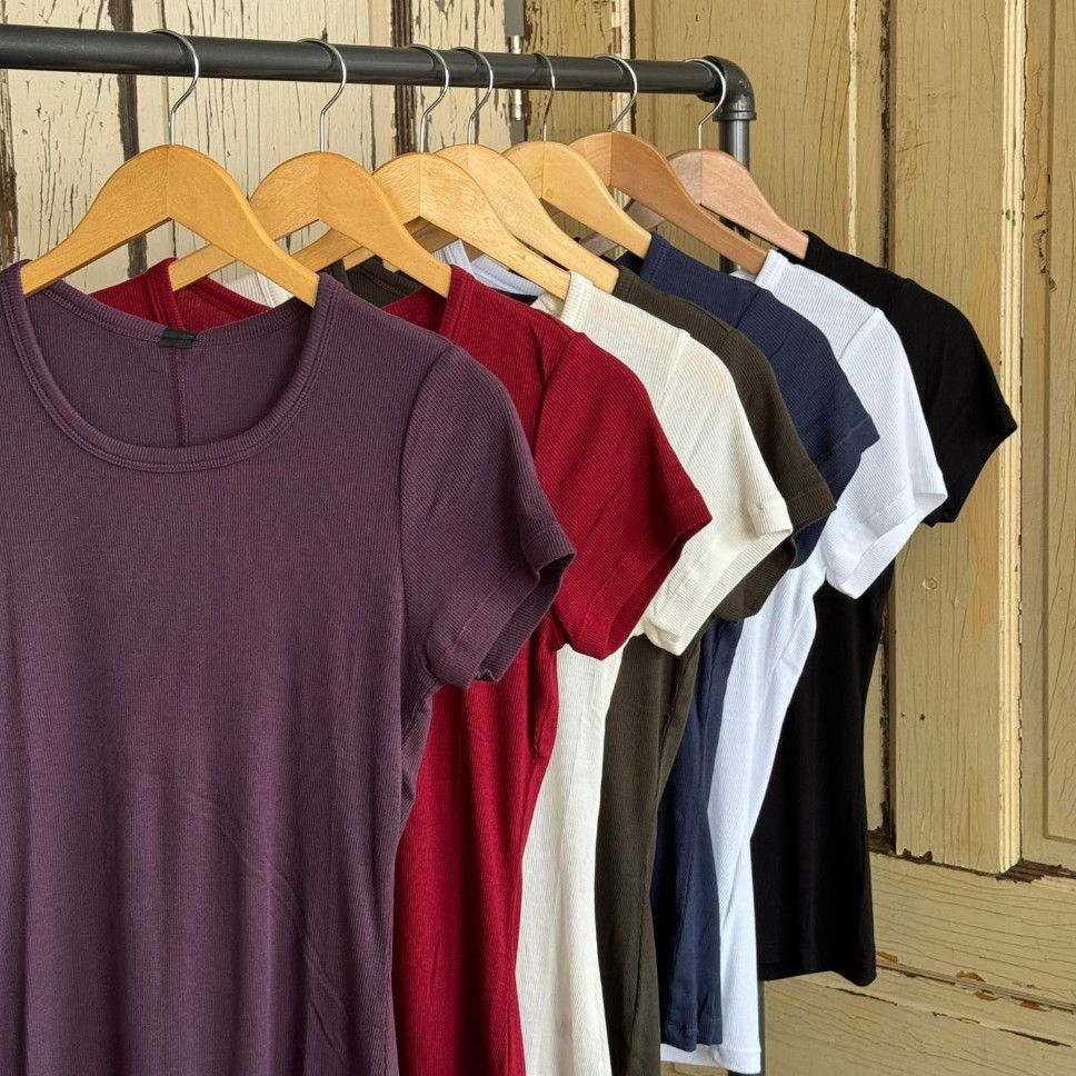 Ribbed Short Sleeve Crewneck Tee (18 colours)