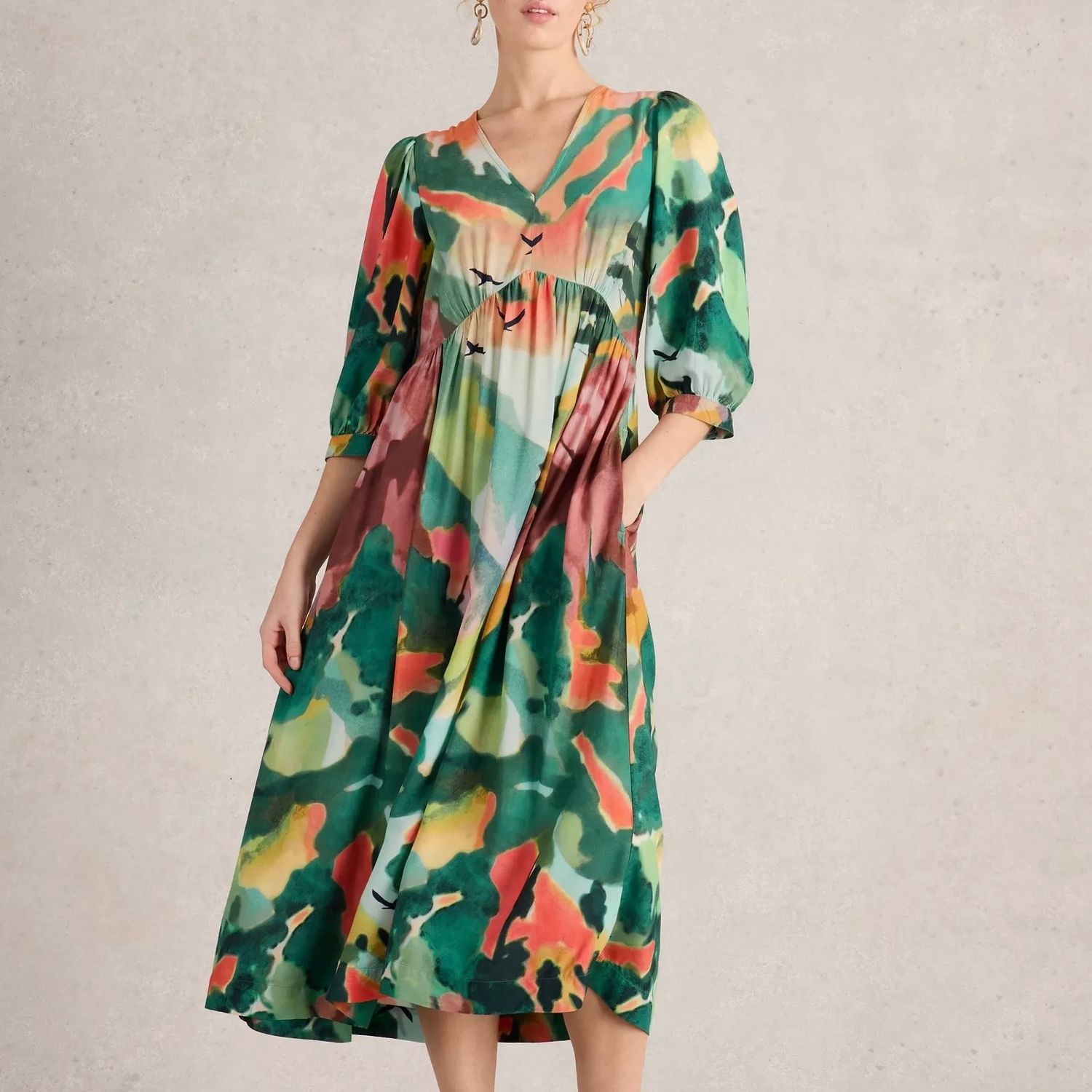 Lucy V Neck Midi Dress - SALE -