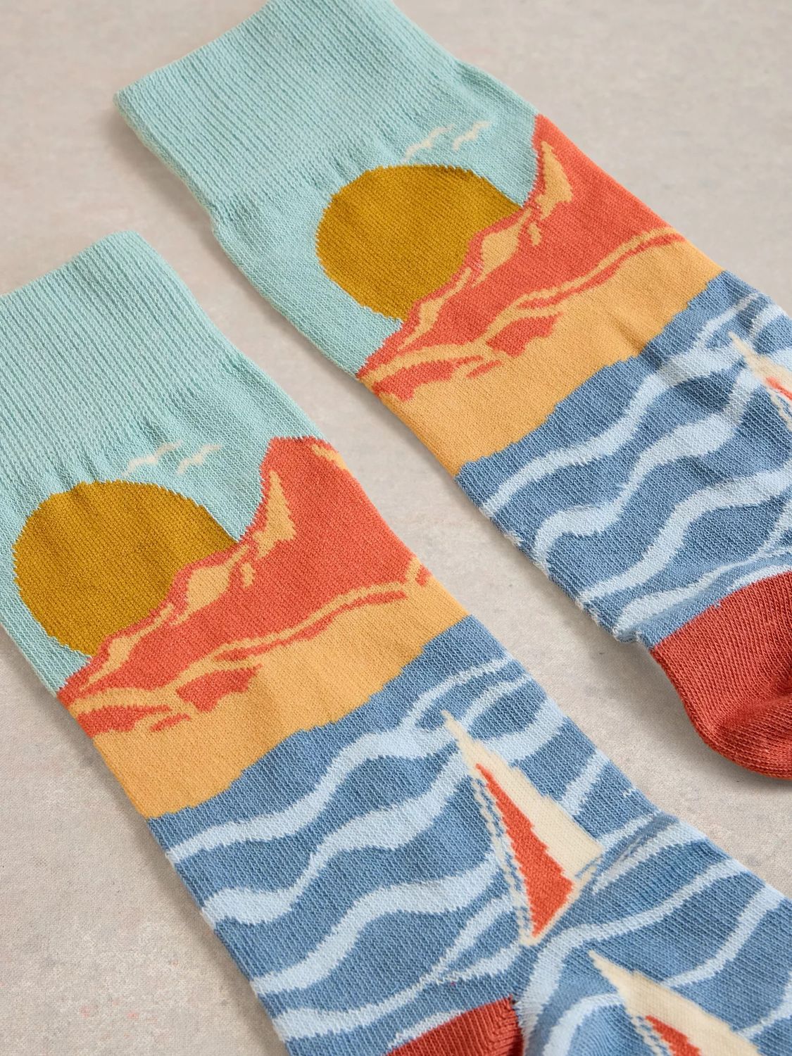 Sailing Scenic Ankle Sock, Blue Multi