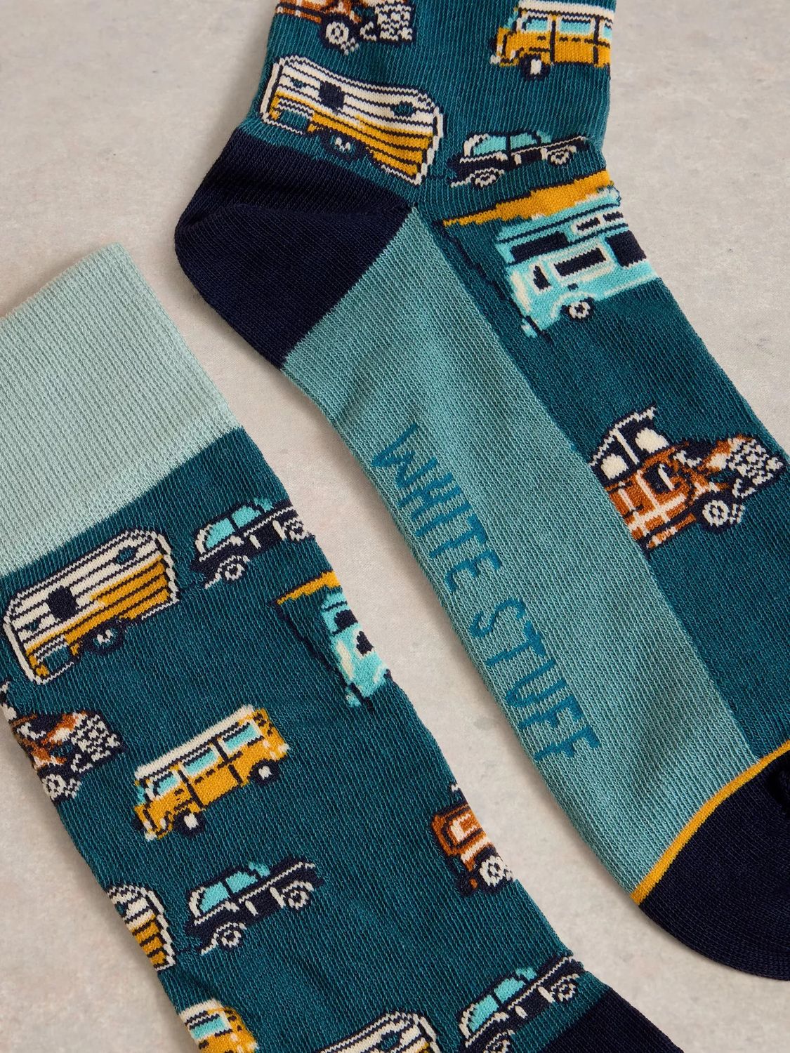 Campervan Ankle Sock, Teal Multi