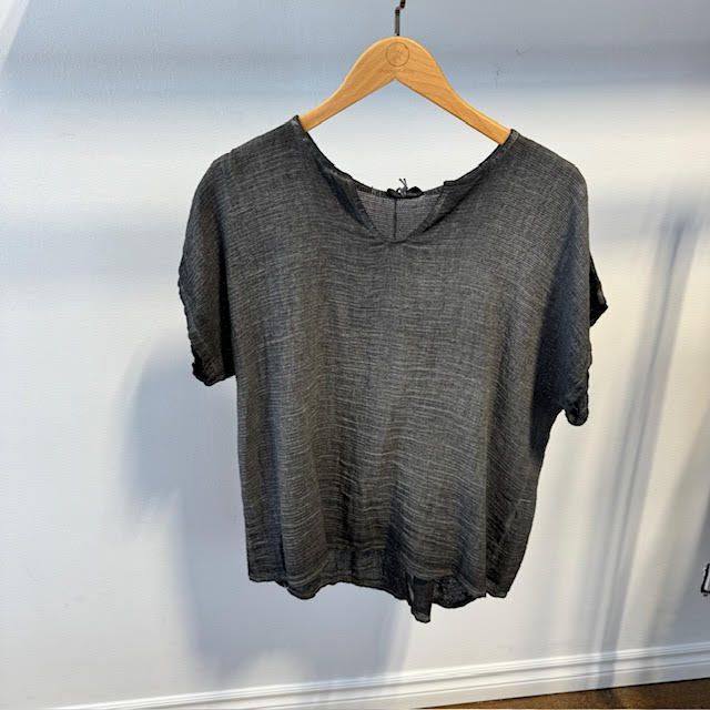 Linen Mix Split Back Top