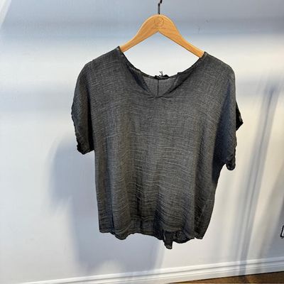 Linen Mix Split Back Top