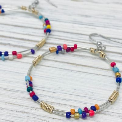 🇨🇦 Double Loop Beaded Hoop Earring