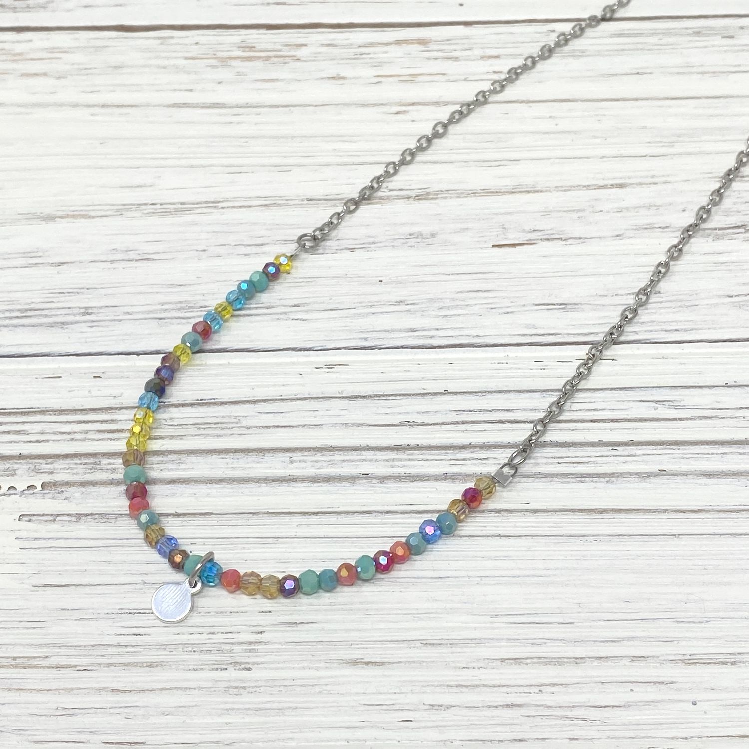 🇨🇦 Short Colourful Crystal Charm Necklace