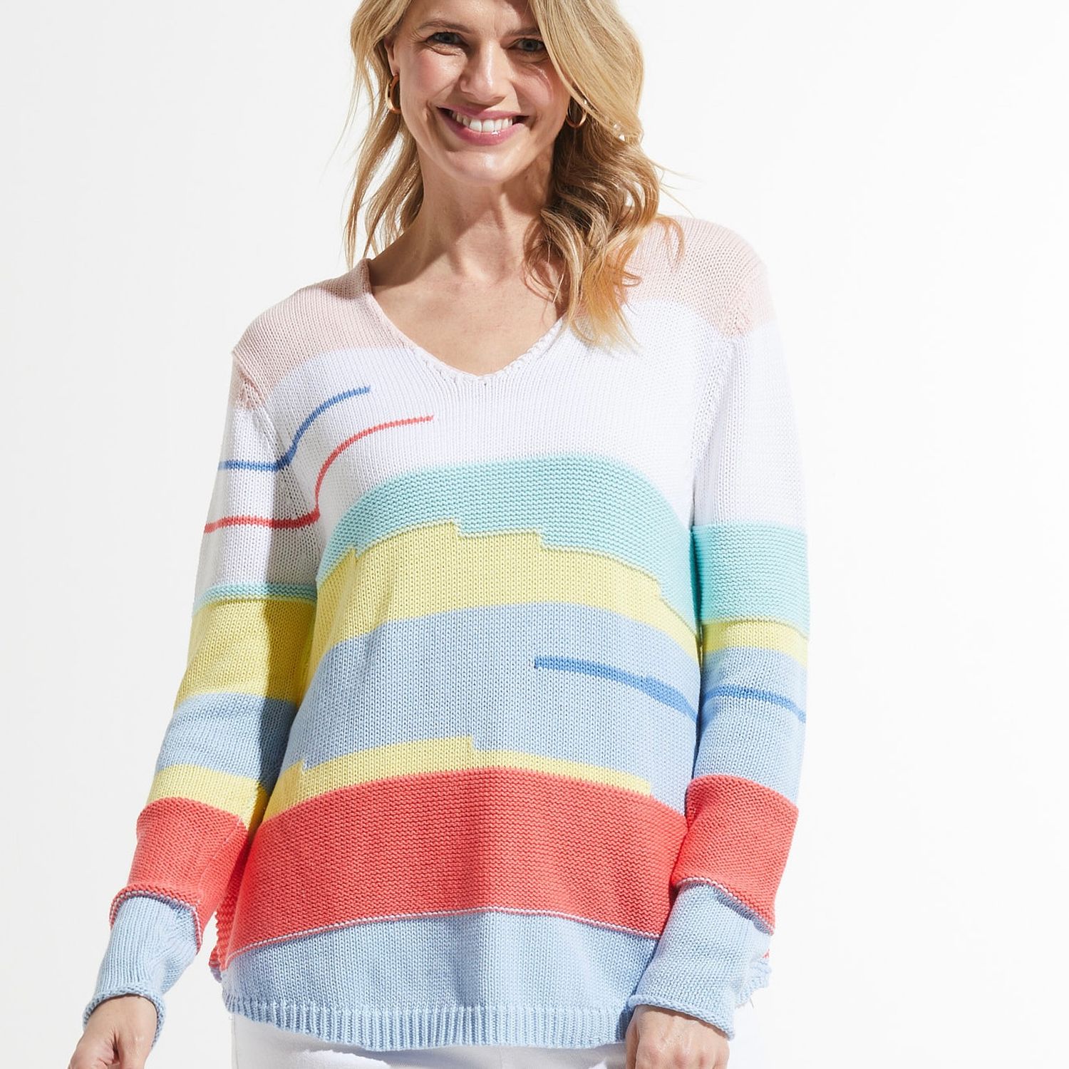 Chunky Cotton V Neck Sweater