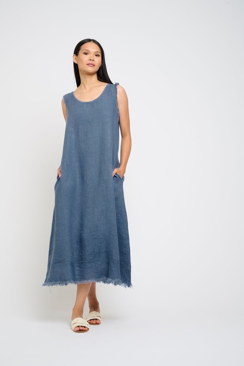🇨🇦 Long Fringe Linen Dress