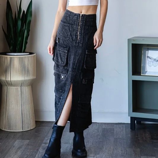 Washed Cargo Skirt