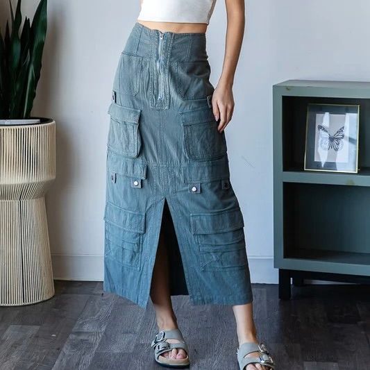 Washed Cargo Skirt