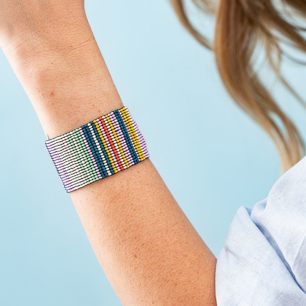 Penelope Stripe Bead Bracelet, Lilac