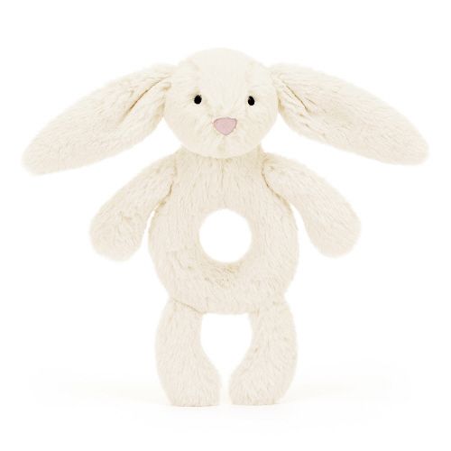 Bashful Bunny Ring Rattle, Cream