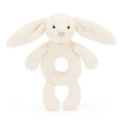 Bashful Bunny Ring Rattle, Cream