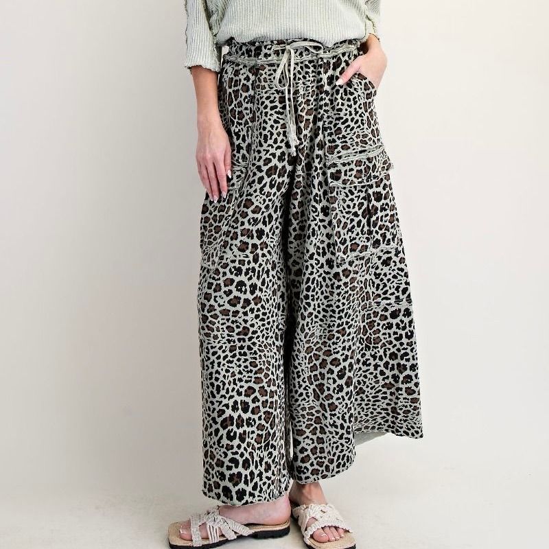 Animal Print Terry Knit Cargo Pant