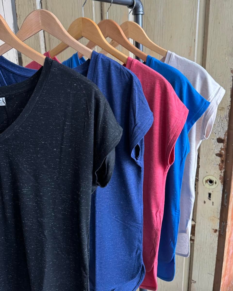 Rebel Shimmer V Neck Tee (10 colours)