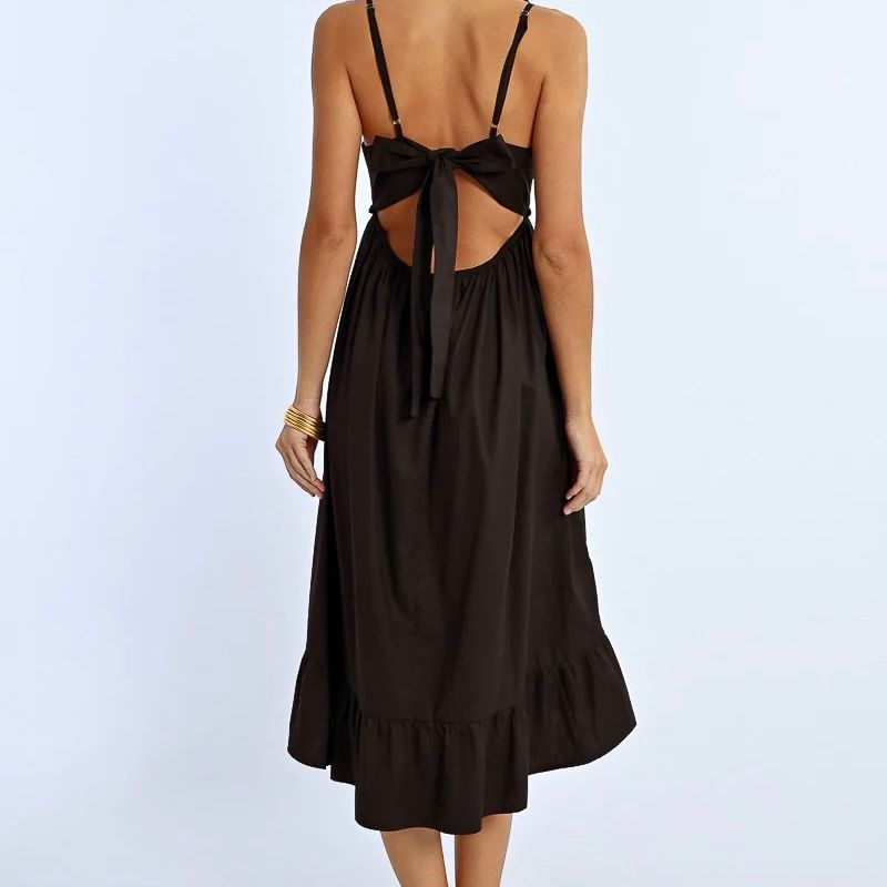 Long Ruffle Tie Back Dress - SALE -