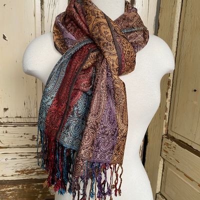 Multi Colour Row Paisley Pashmina