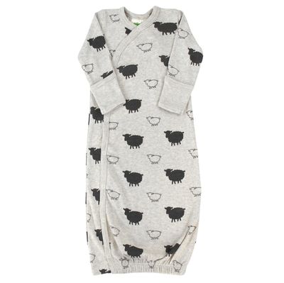 🇨🇦 Organic Signature Print Gown, Grey Sheep