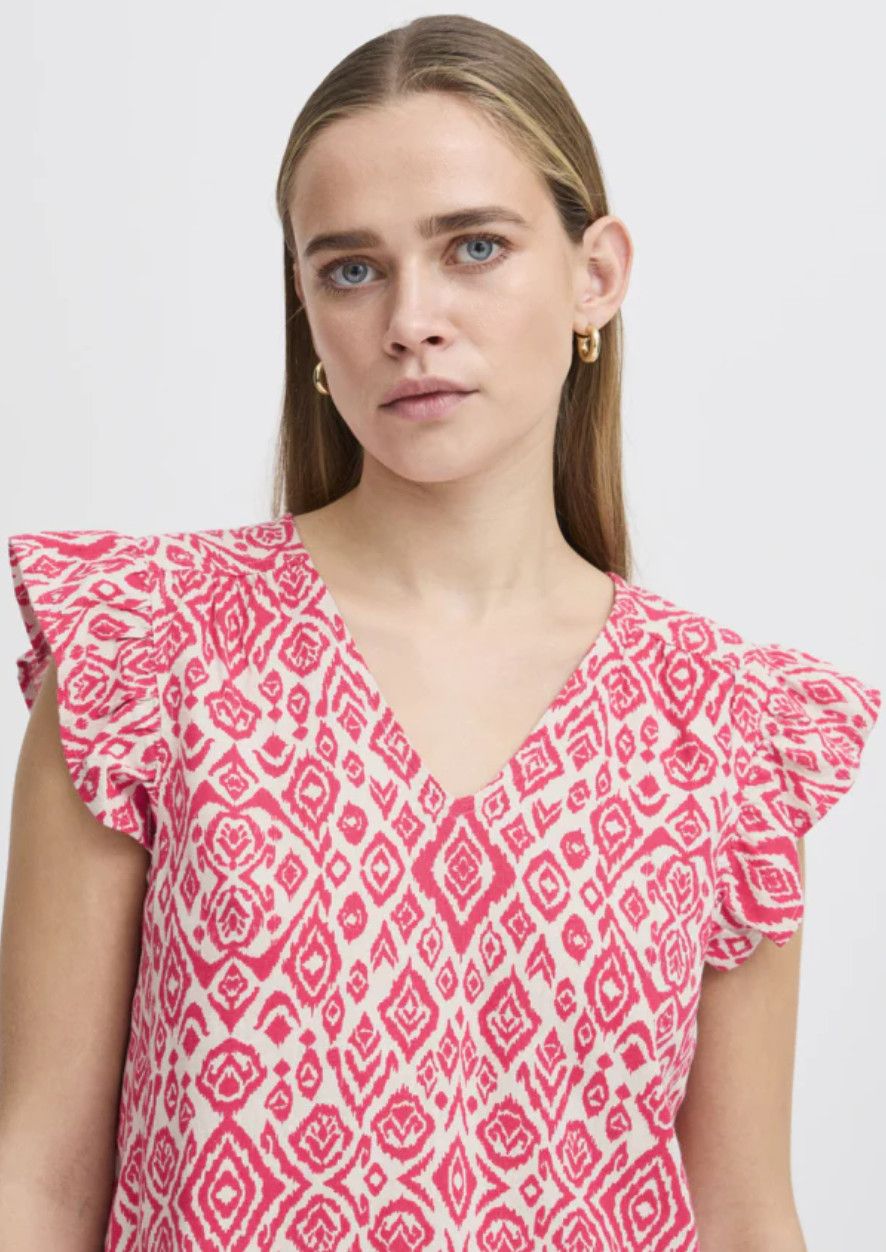 Linno V Neck Ruffle Sleeve Blouse (2 colours) - SALE -