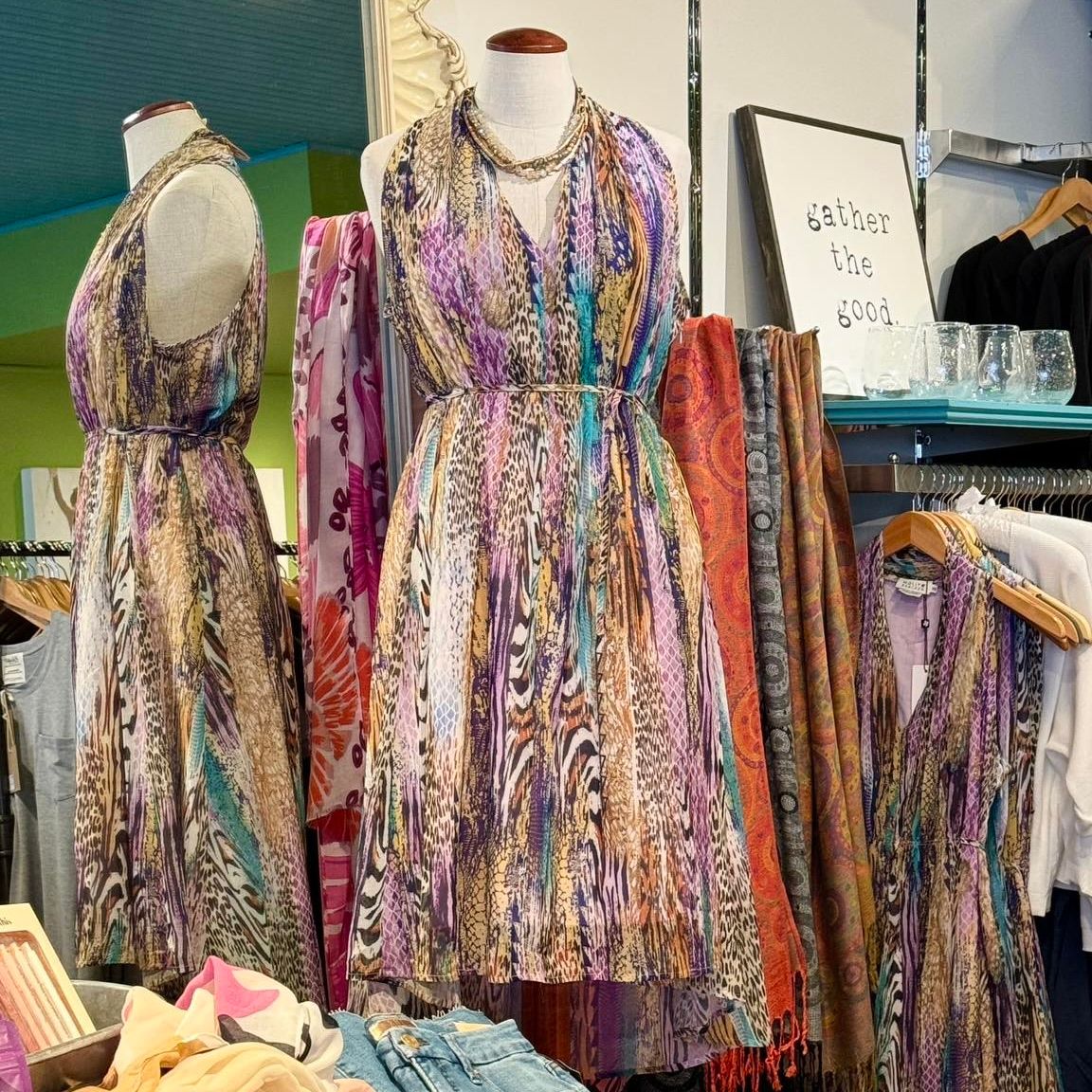 Pleated Printed Dress