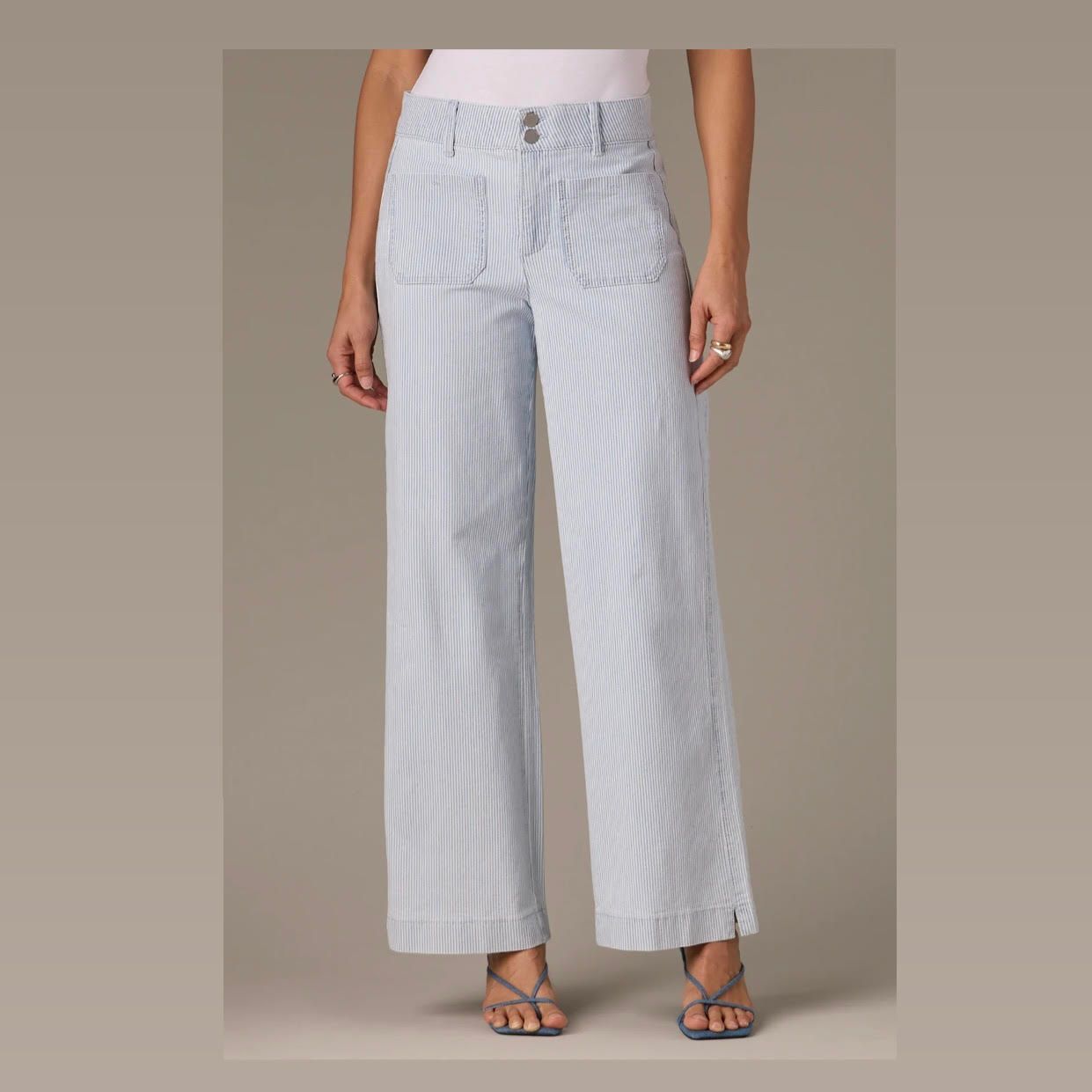 Emma Striped Patch Pocket Wide Leg Pant