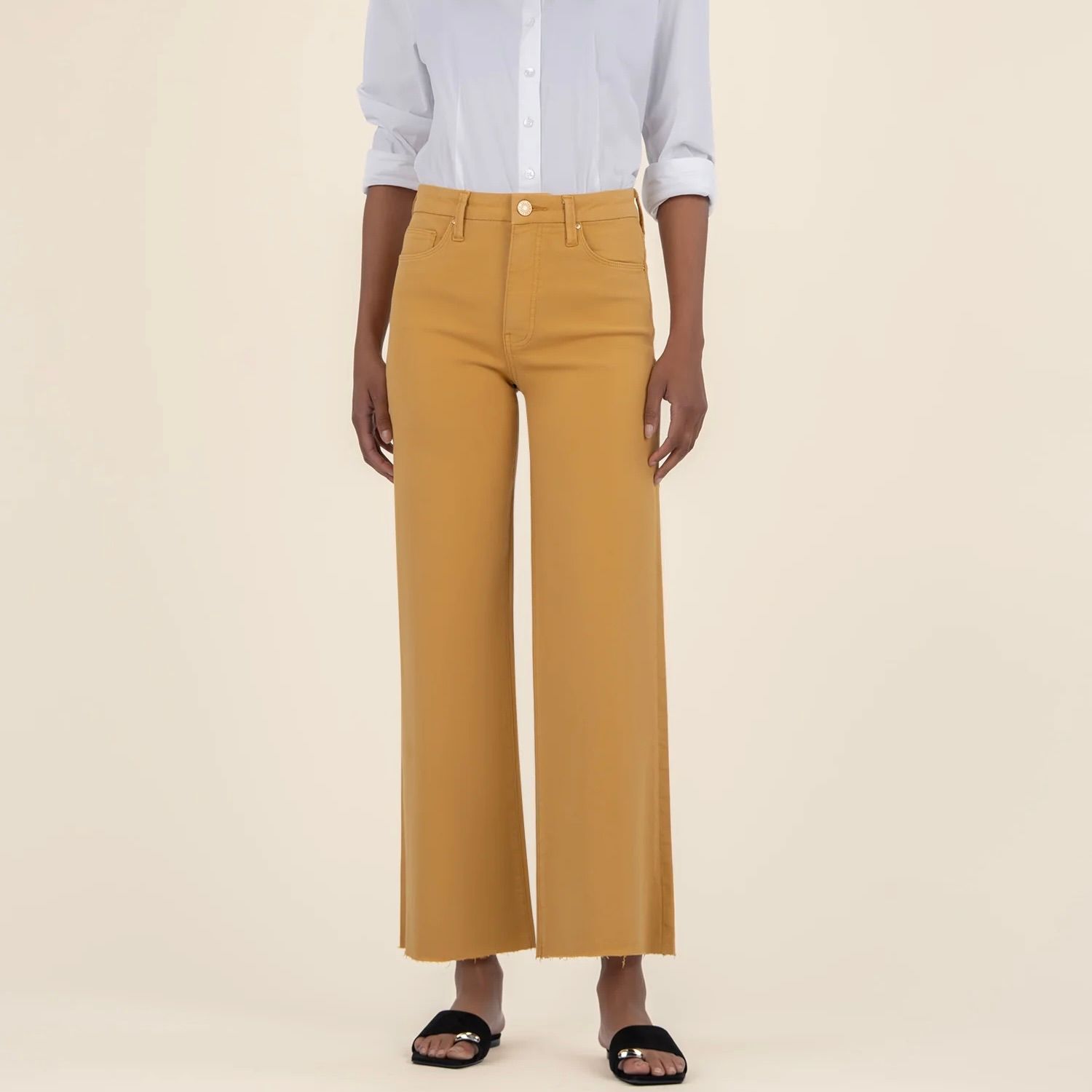Meg High Rise, Wide Leg, Raw Hem Jean, Medallion