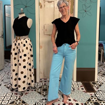 Meg Fab Ab Wide Led, Raw Hem, Capri Blue
